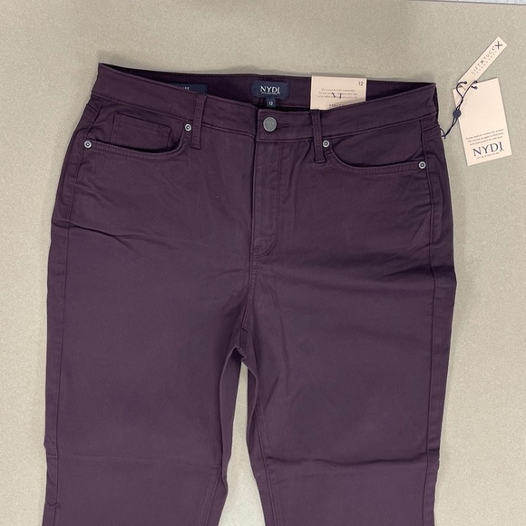 NYDJ Relaxed Flare Stretch Sateen Jeans - Eggplant - Size 12 - NWT - Picture 5 of 9